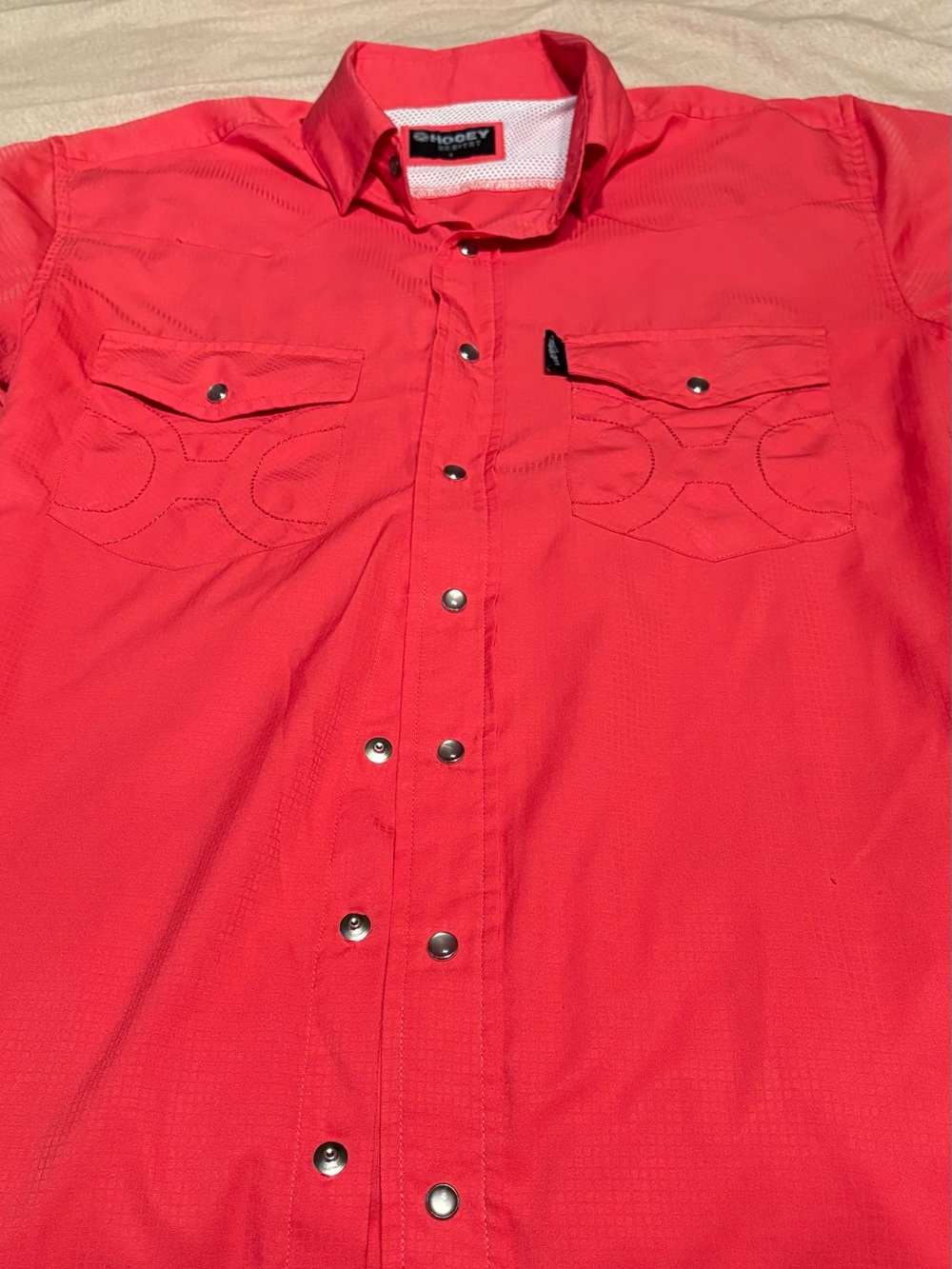 Hooey Men's Short-Sleeve Button-Down Shirt in Red-Size Small - Picture 9 of 12